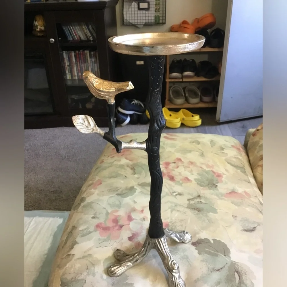 Gold and Black Bird Branch Accent Stand - Home Accents